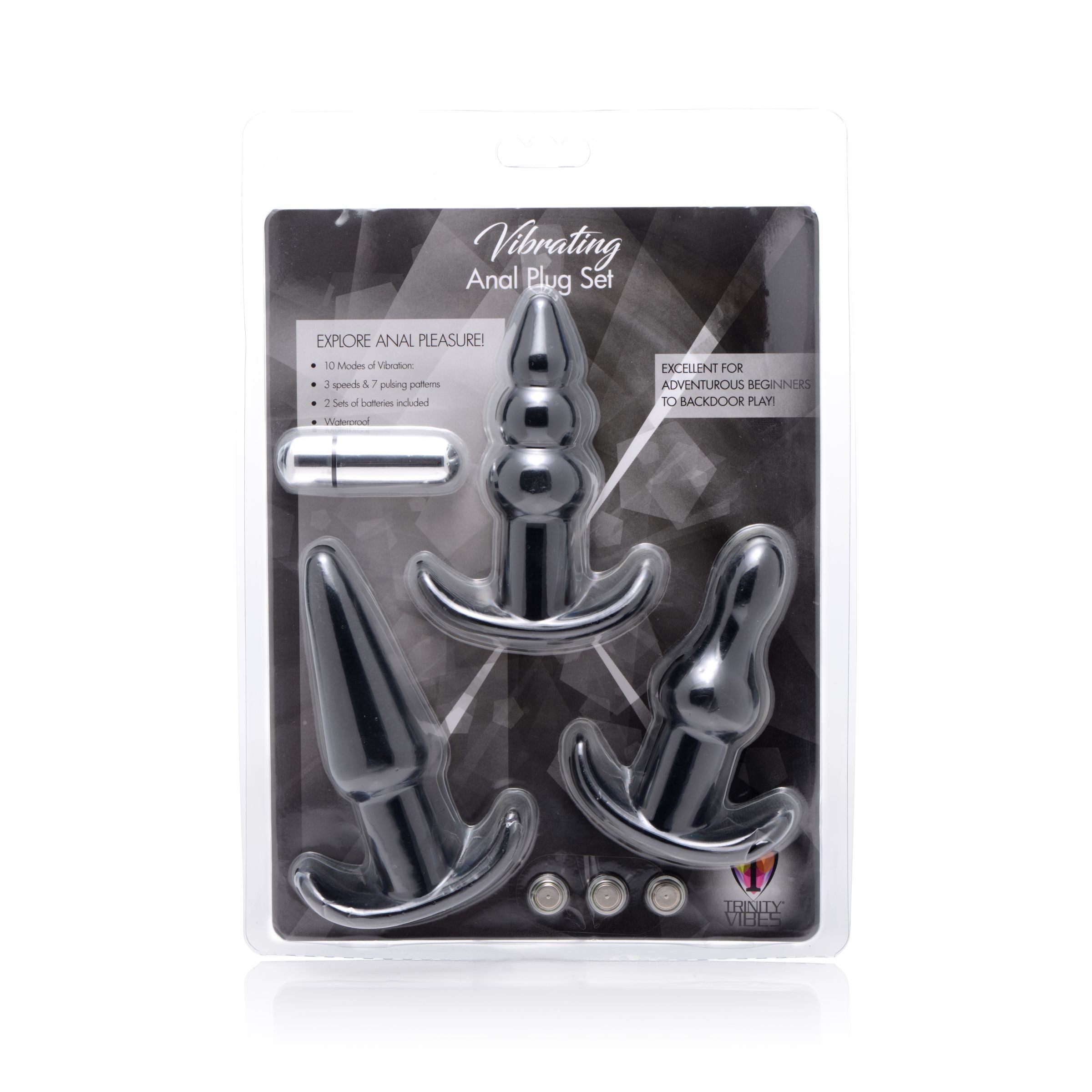 4 Piece Vibrating Anal Plug Set - BlackSexual Wellness - Rise and Effect