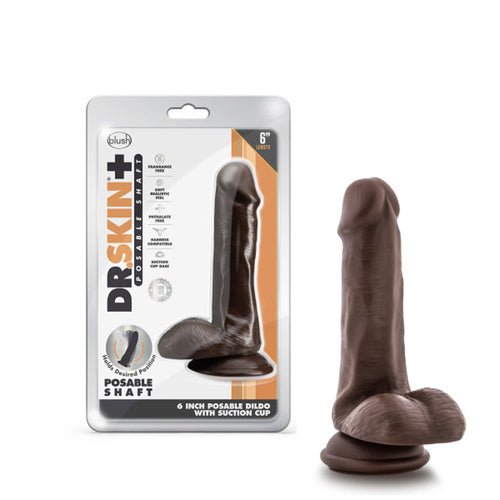 Dr. Skin Plus Realistic 6 in. Triple Density Posable Dildo with BallsAdults - Rise and Effect