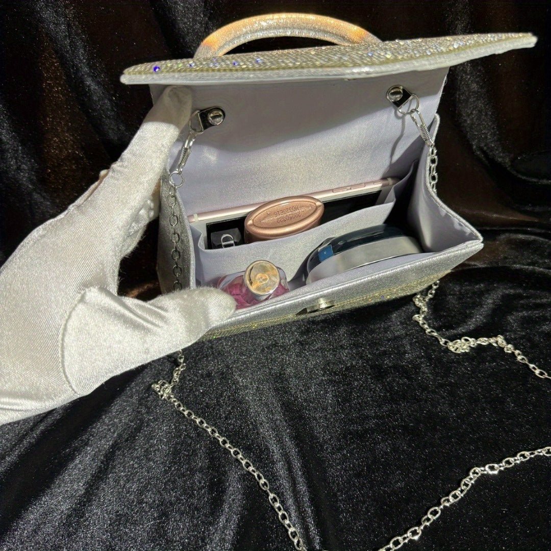 Evening Bag Clutch Purses for Women, Rhinestone silver dinner handbagBags & Wallets - Rise and Effect