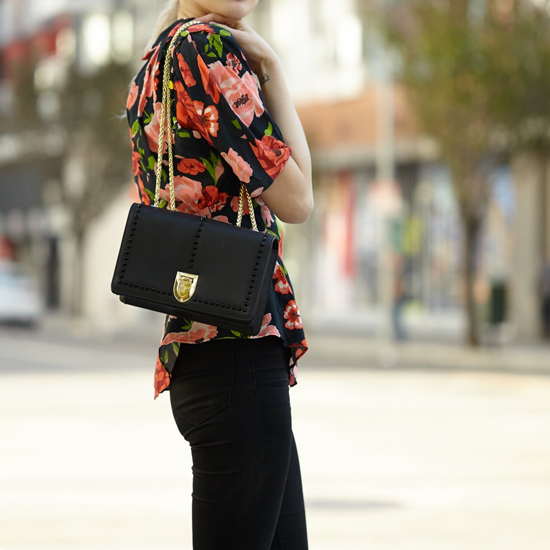 Josie Black Leather Chain BagBags & Wallets - Rise and Effect