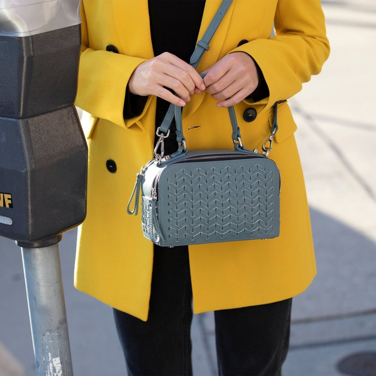 Kayla Woven Leather Crossbody Bag BlueBags & Wallets - Rise and Effect