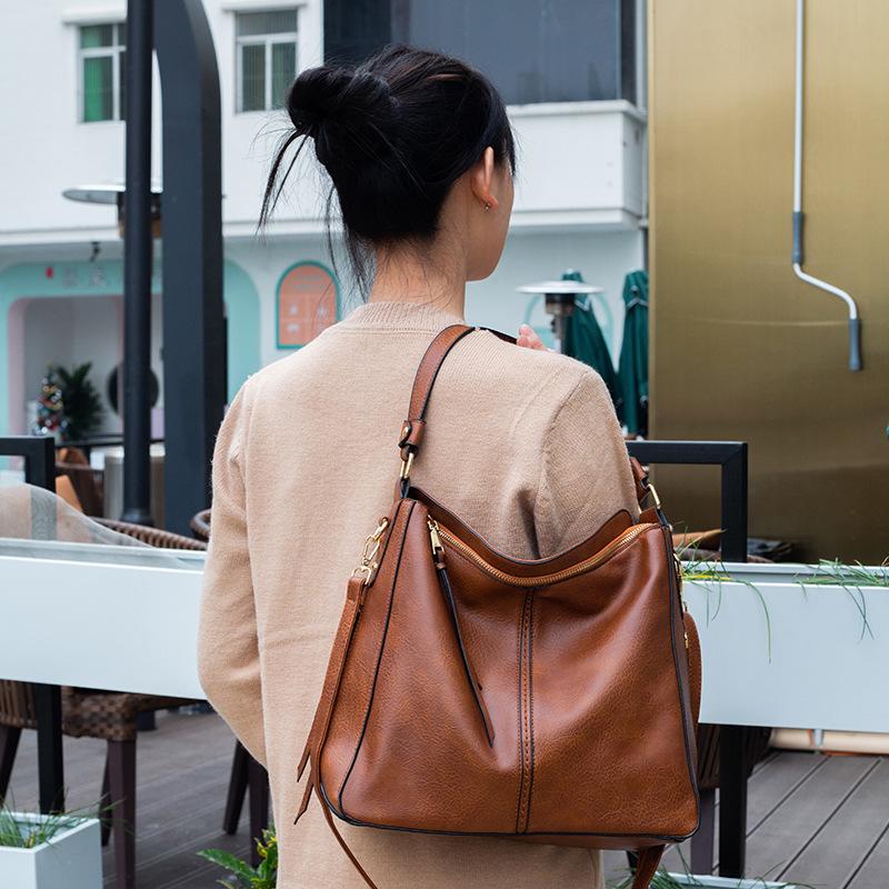 Large vegan leather hobo handbag for women with detachable long strapHandbags - Rise and Effect