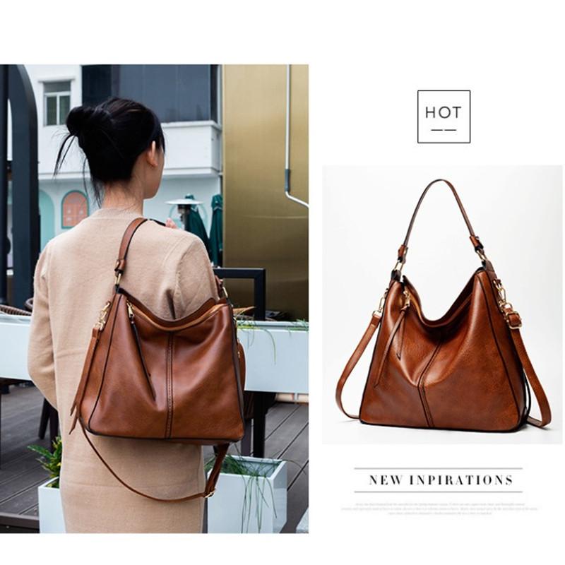 Large vegan leather hobo handbag for women with detachable long strapHandbags - Rise and Effect