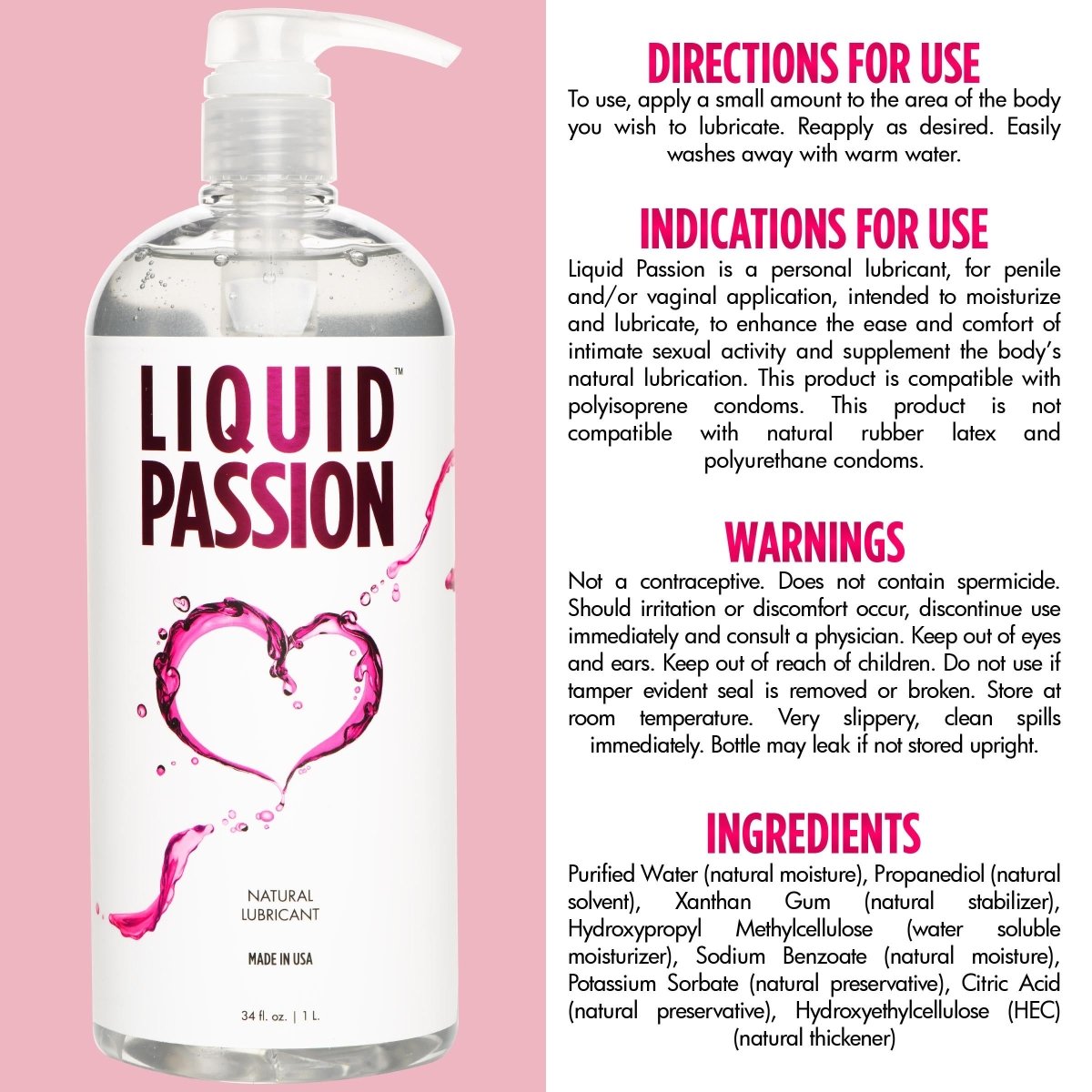 Liquid Passion Natural Lubricant - 34ozPersonal Care - Rise and Effect