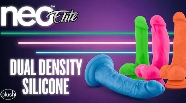 Neo Elite - 7.5 Inch Silicone Dual Density Dildo - Neon Blue/PinkSexual Wellness - Rise and Effect