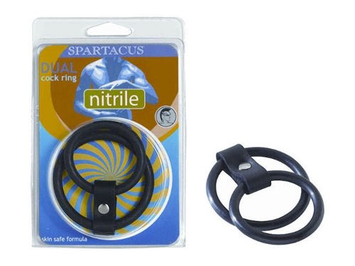 Nitrile Dual Cock Ring - BlackSexual Wellness - Rise and Effect