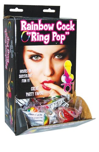 Rainbow Cock Ring Pop - 12 Piece DisplayAdult Candy - Rise and Effect