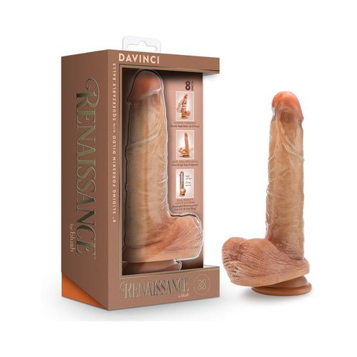 Renaissance DaVinci Sliding Foreskin Dildo with Squeezable Balls 8 in.Adults - Rise and Effect