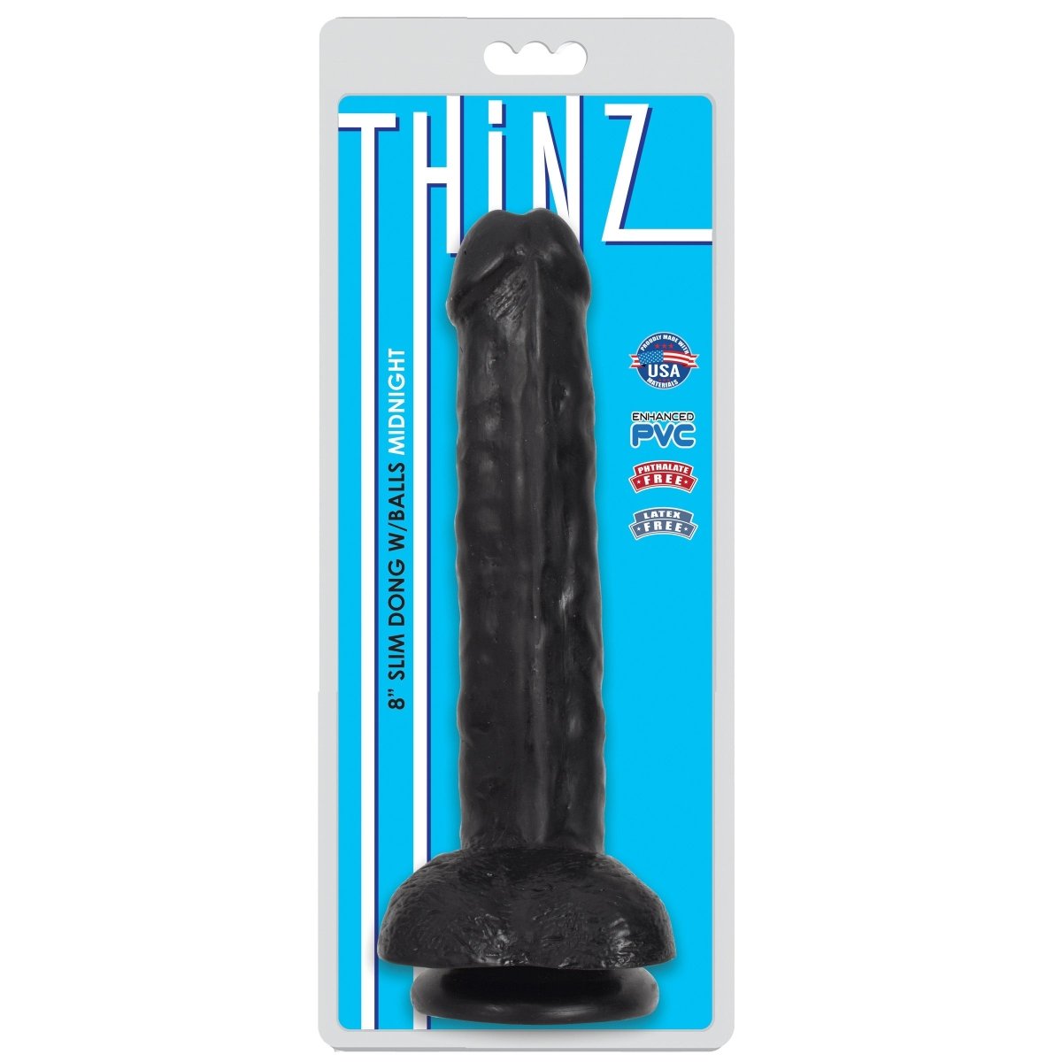 Thinz 8 Inch Slim Dildo with Balls - BlackSexual Wellness - Rise and Effect