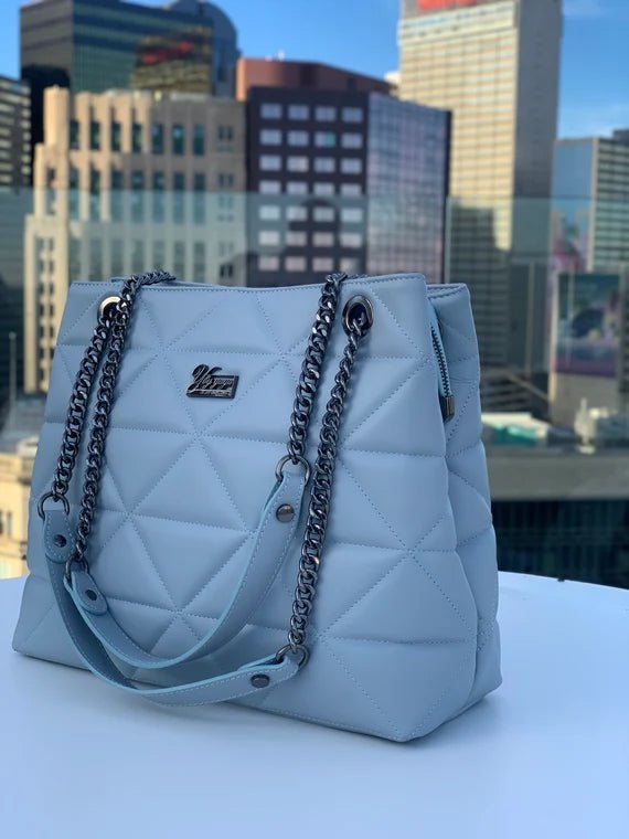 YbY Baby Blue Quilted Tote BagTote Bags - Rise and Effect