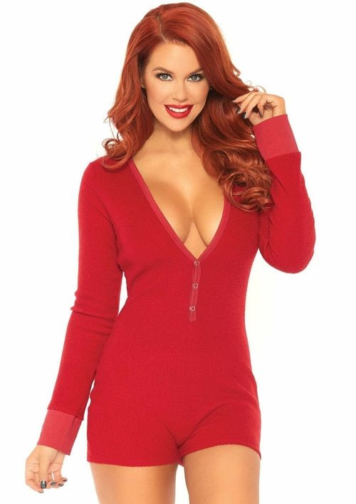 Brushed Rib Romper - Medium/ Large - RedSleepwear & Loungewear - Rise and Effect