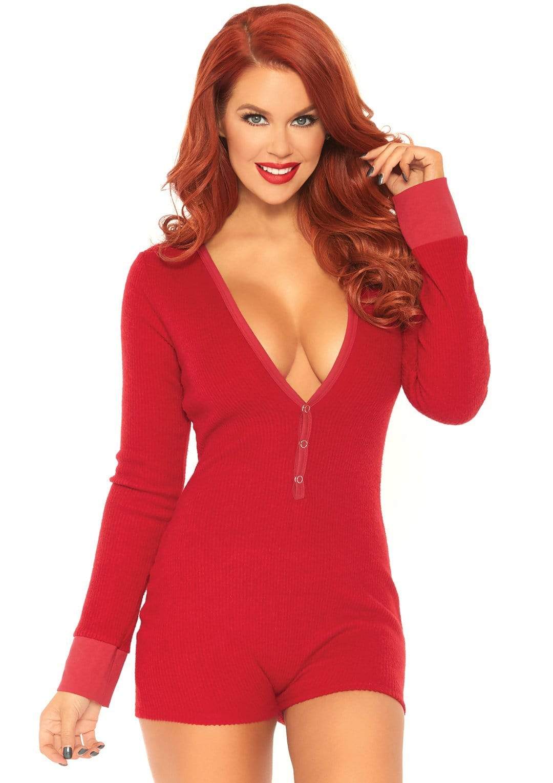 Brushed Rib Romper - Medium/ Large - RedSleepwear & Loungewear - Rise and Effect