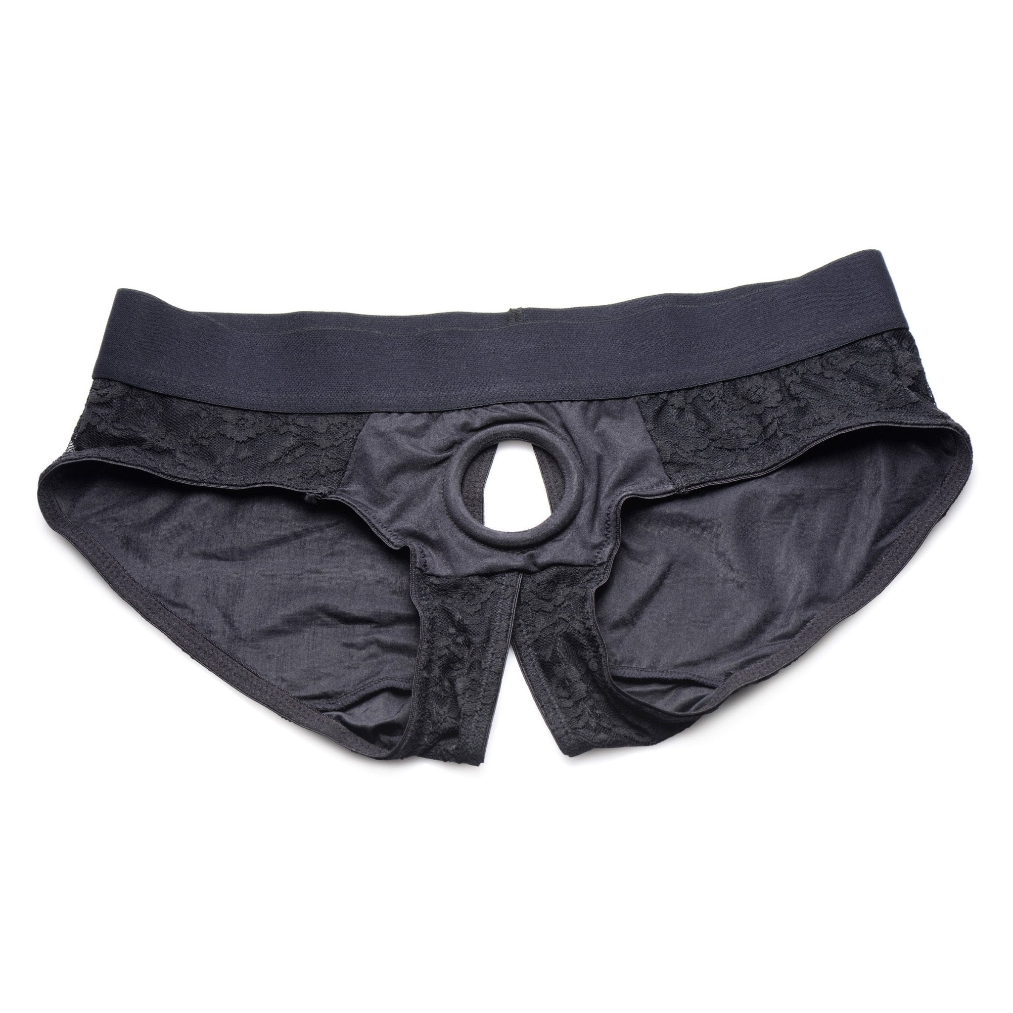 Lace Envy Black Crotchless Panty Harness - S - MLingerie & Underwear - Rise and Effect