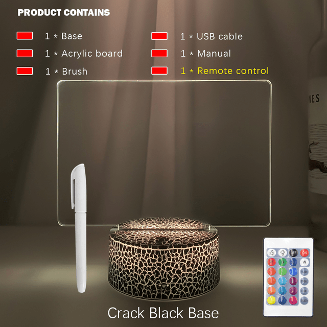 Touch Control Base Rewritable 3D Night Light with Message BoardLamp - Rise and Effect
